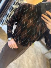 yuvarlak yaka baklava desenli triko hırka siyah 4