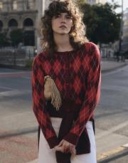 yuvarlak yaka baklava desenli triko hırka bordo