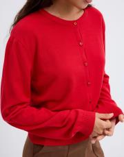 yuvarlak yaka düğmeli triko hırka kırmızı 2