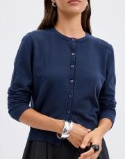 yuvarlak yaka düğmeli triko hırka lacivert 2