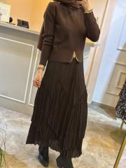 sentez viola parçalı kırıştırma etek kahve 2