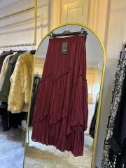 sentez viola parçalı kırıştırma etek bordo