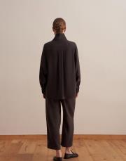 çıtçıt kapamalı dökümlü gömlek kahve 2