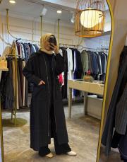 yanları çelik garnili belden büzgülü fermuarlı kap siyah 2