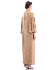 3464-1 inci düğmeli elbise camel 2