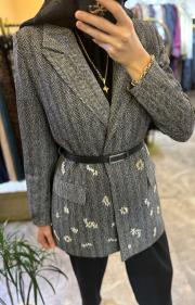 ghisa taş işlemeli ceket takım siyah 2