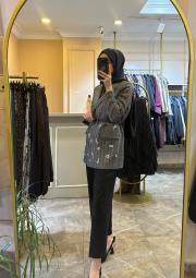 ghisa taş işlemeli ceket takım siyah 3