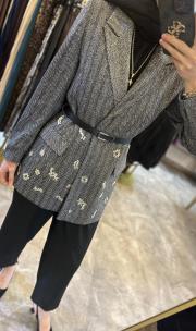 ghisa taş işlemeli ceket takım siyah 6