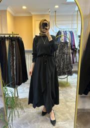 ghisa fır fır detaylı etekli takım siyah