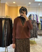 ghisa kruvaze kapamalı merserize hırka kahve