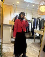 kadriye baştürk süet ceket kırmızı