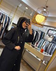 ghisa fermuar detaylı kapüşonlu trençkot siyah 2