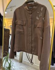 ceremony hakim yaka cepli ve işlemeli kısa ceket kahve 2