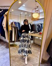 sentez zebra desenli kloş etek siyah