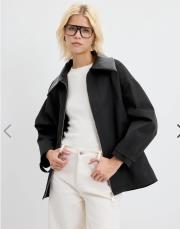 kadriye baştürk fermuarlı deri yakalı ceket siyah