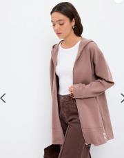 kadriye baştürk fermuarlı kanguru cepli kapüşonlu hırka açık kahve