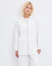 kadriye baştürk fermuarlı kanguru cepli kapüşonlu hırka ekru