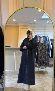 ceremony dantel detay trençkot lacivert