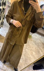 ceremony lase nakışlı pantolonlu takım haki 5