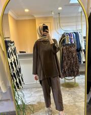 ghisa modal paraşüt karışımlı takım kahve