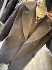 kadriye baştürk kruvaze yaka apolet detaylı kaşe kaban kahve 2