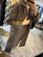 kadriye baştürk kruvaze yaka apolet detaylı kaşe kaban kahve 3