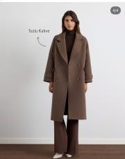 kadriye baştürk kruvaze yaka apolet detaylı kaşe kaban kahve 6