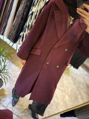 kadriye baştürk kruvaze yaka apolet detaylı kaşe kaban bordo 2