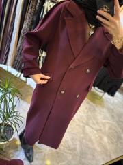 kadriye baştürk kruvaze yaka apolet detaylı kaşe kaban bordo 4