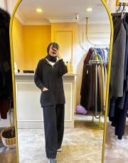 ghisa önü fermuarlı triko takım siyah 4