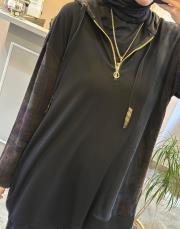 ghisa etnik desen detaylı ipek takım siyah 7