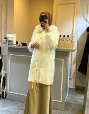 ghisa kürk detaylı kaban ekru 4