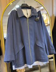 ghisa önden gold fermuar ve gömlek detaylı bomber indigo 2