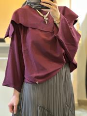 ghisa şal yaka detaylı triko kazak mürdüm 2