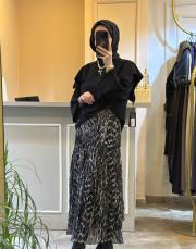 ghisa şal yaka detaylı triko kazak siyah 2