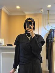 ghisa şal yaka detaylı triko kazak siyah 4