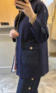 kolları çıt çıt detaylı önden fermuarlı hakim yaka ceketli takım lacivert 4