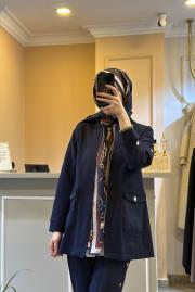 kolları çıt çıt detaylı önden fermuarlı hakim yaka ceketli takım lacivert 6