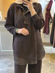 lissmore önü çıt çıt ve fermuar detaylı takım kahve 2