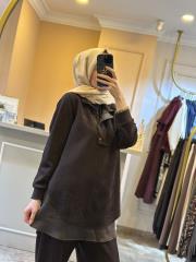 lissmore önü çıt çıt ve fermuar detaylı takım kahve 3