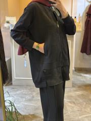 lissmore yakası boncuk işlemeli fermuar detaylı takım siyah 3