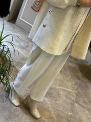 ghisa önden fermuar detalı tüvit takım ekru 4