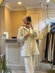 ghisa önden fermuar detalı tüvit takım ekru 5