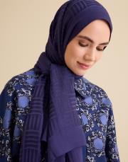iman kare  naia pamuk şal 70x210 lacivert