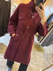 ghisa angora belden büzmeli kaban bordo 4