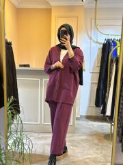 ghisa modal kumaş spor hırkalı takım mürdüm