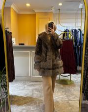 ghisa leopar desenli kürk kaban kahve