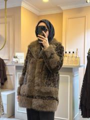 ghisa leopar desenli kürk kaban kahve 4