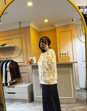 ghisa püskül ve boncuk işlemeli hırka vizon 2