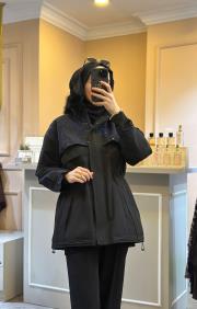 ghisa yakası kürklü kaban siyah